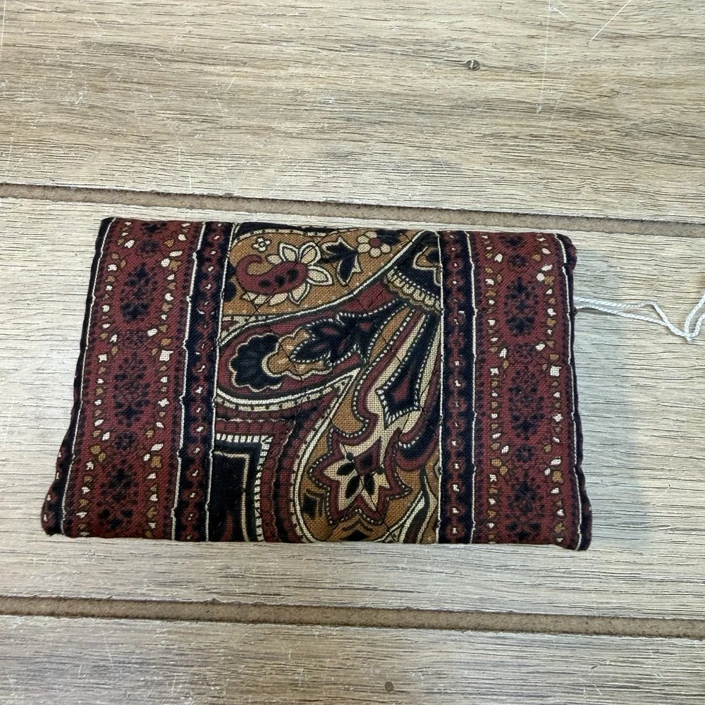 Vtg Vera Bradley Credit Card Case Mini Wallet Mocha Paisley Brown Black Rare USA